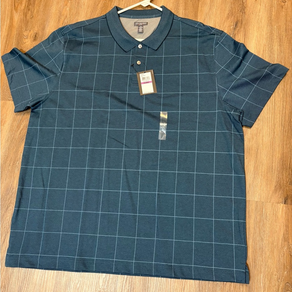 Van Heusen blue/green Checkered Polo Shirt